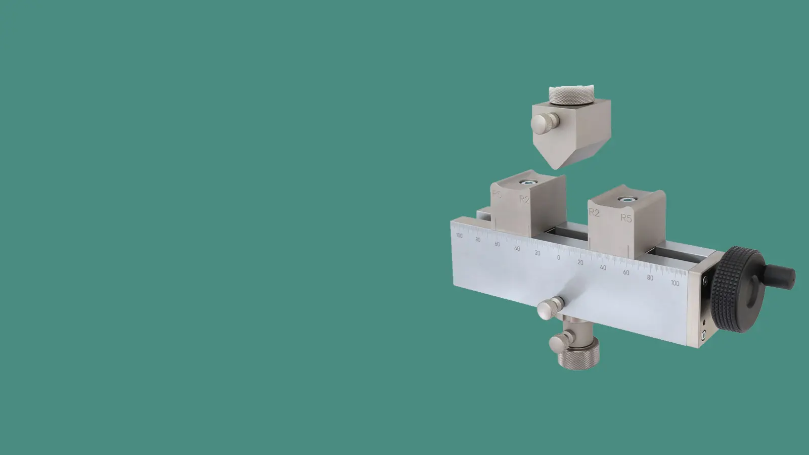 Bend fixture on teal background